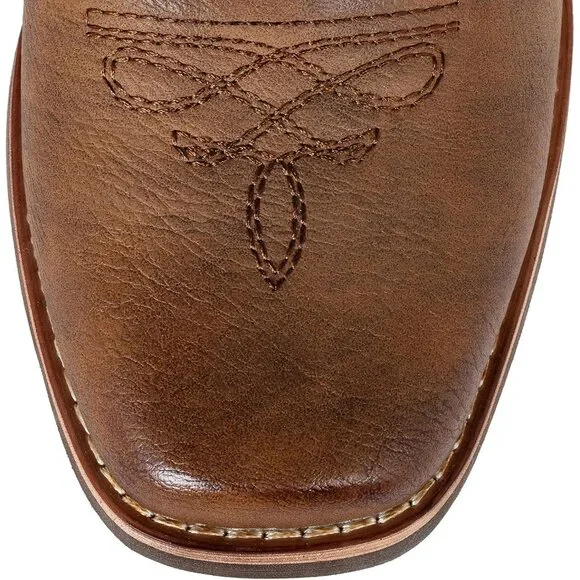 SheSole Womens Brown Cowboy Square Toe Cowgirl Wide Calf Western Boots - Picture 5 of 9